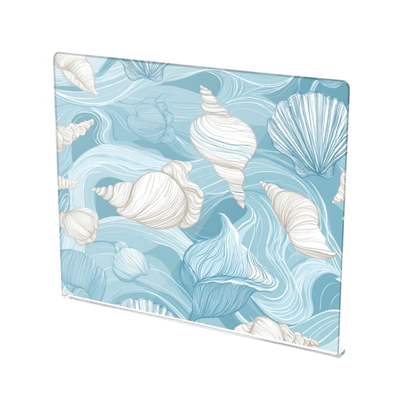 13.4" x 16.5" Food-Grade Acrylic Cutting Board Non-Slip Kitchen Chopping Board Seashells and Sea Waves Pattern