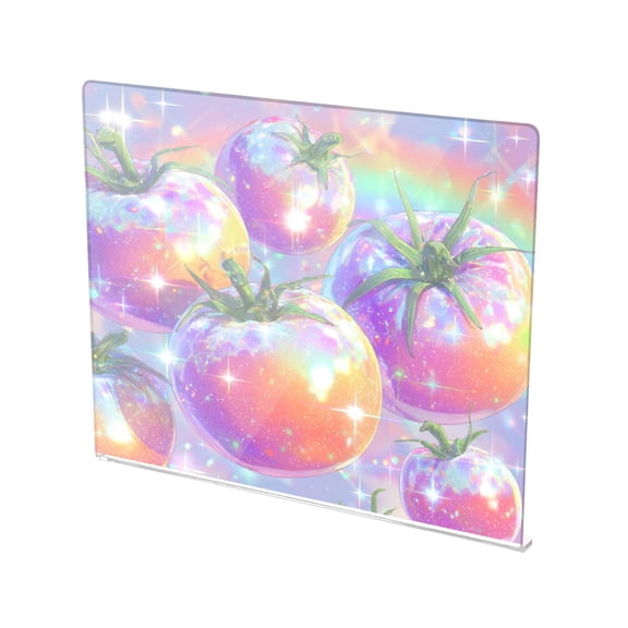 13.4" x 16.5" Food-Grade Acrylic Cutting Board Non-Slip Kitchen Chopping Board Shiny Tomatoes Pattern