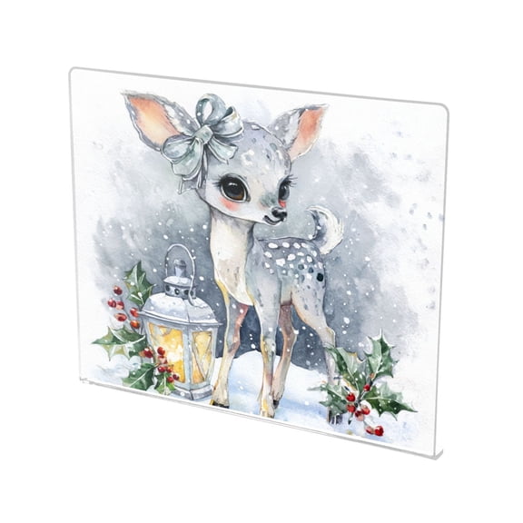13.4" x 16.5" Food-Grade Acrylic Cutting Board Non-Slip Kitchen Chopping Board Silver Deer Pattern