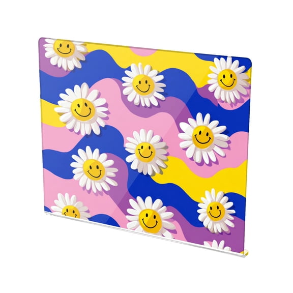 13.4" x 16.5" Food-Grade Acrylic Cutting Board Non-Slip Kitchen Chopping Board Smiling Daisies on Assorted Backgrounds