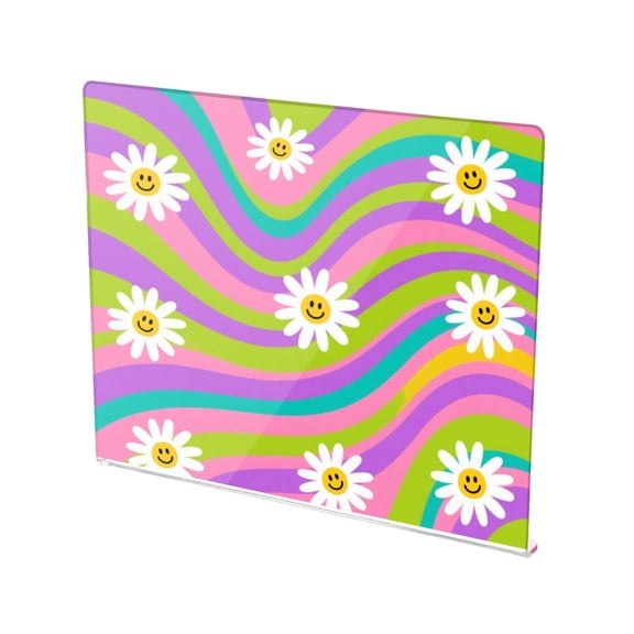 13.4" x 16.5" Food-Grade Acrylic Cutting Board Non-Slip Kitchen Chopping Board Smiling Daisy on Multicolor Background
