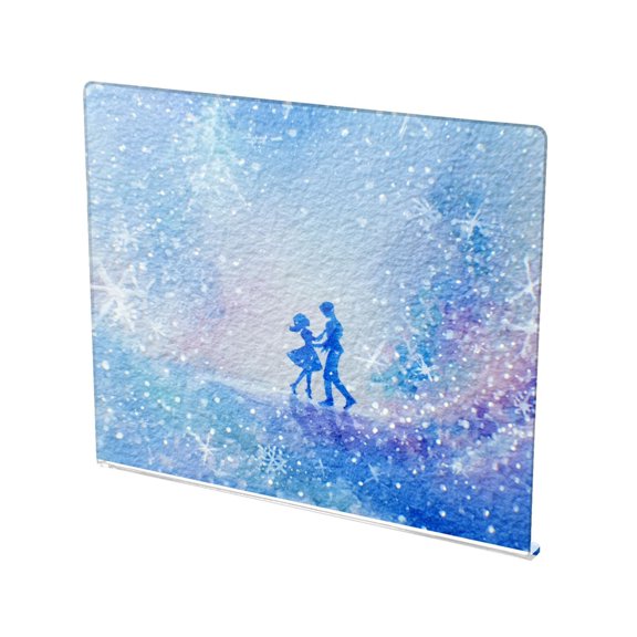 13.4" x 16.5" Food-Grade Acrylic Cutting Board Non-Slip Kitchen Chopping Board Snowy Dance Pattern