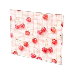 13.4" x 16.5" Food-Grade Acrylic Cutting Board Non-Slip Kitchen Chopping Board Sweet Cherry Checkered Design