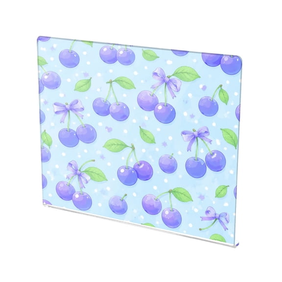 13.4" x 16.5" Food-Grade Acrylic Cutting Board Non-Slip Kitchen Chopping Board Sweet Purple Cherries Pattern