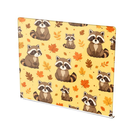 13.4" x 16.5" Food-Grade Acrylic Cutting Board Non-Slip Kitchen Chopping Board Sweet Raccoons Fall Pattern