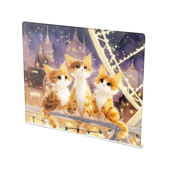 13.4" x 16.5" Food-Grade Acrylic Cutting Board Non-Slip Kitchen Chopping Board Three Cute Cats