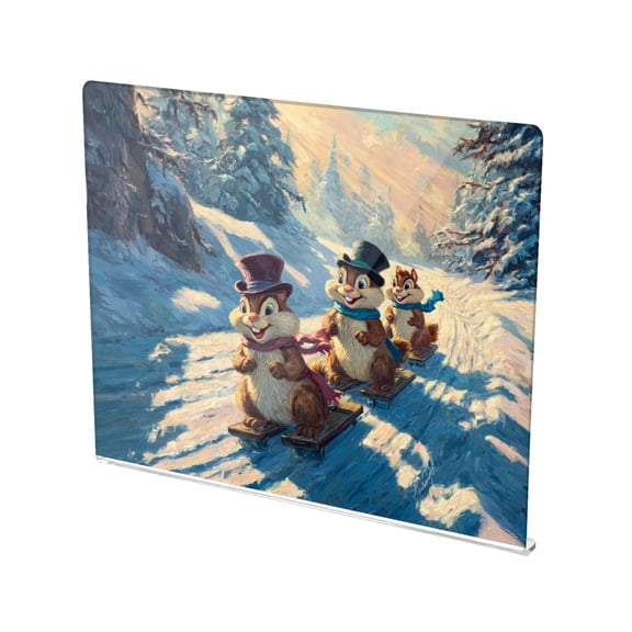 13.4" x 16.5" Food-Grade Acrylic Cutting Board Non-Slip Kitchen Chopping Board Three Lovable Chipmunks