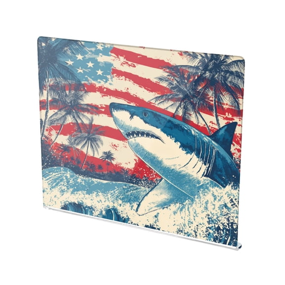 13.4" x 16.5" Food-Grade Acrylic Cutting Board Non-Slip Kitchen Chopping Board Tropical Shark Pattern
