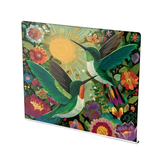 13.4" x 16.5" Food-Grade Acrylic Cutting Board Non-Slip Kitchen Chopping Board Two Affectionate Green Hummingbirds