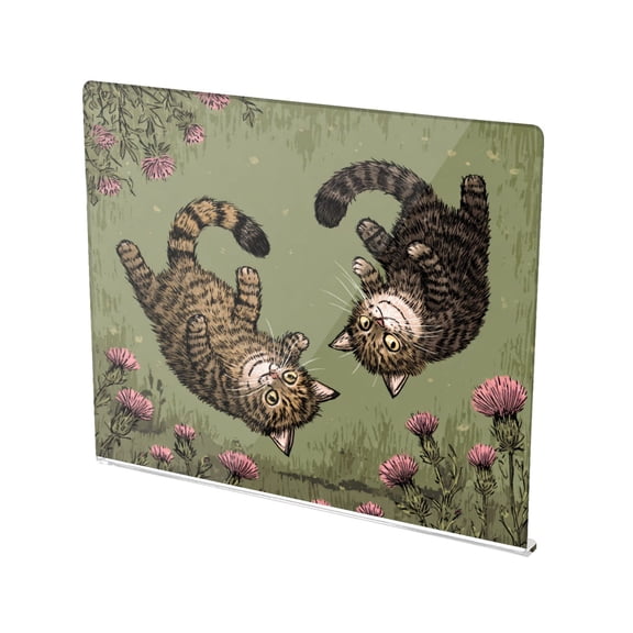 13.4" x 16.5" Food-Grade Acrylic Cutting Board Non-Slip Kitchen Chopping Board Two Cute Chinese Field Cats
