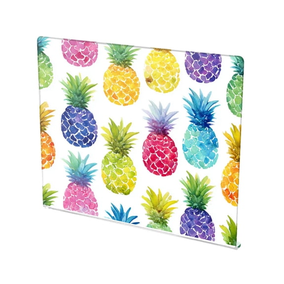 13.4" x 16.5" Food-Grade Acrylic Cutting Board Non-Slip Kitchen Chopping Board Vibrant Watercolor Pineapples