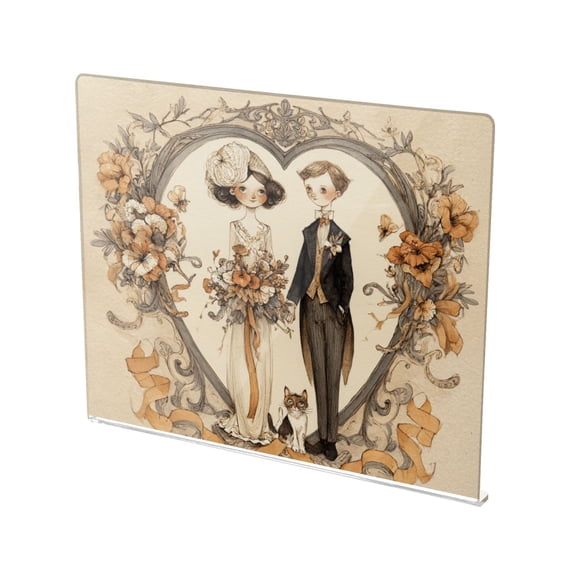 13.4" x 16.5" Food-Grade Acrylic Cutting Board Non-Slip Kitchen Chopping Board Vintage Wedding