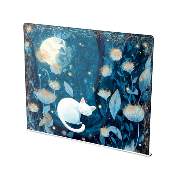 13.4" x 16.5" Food-Grade Acrylic Cutting Board Non-Slip Kitchen Chopping Board Whimsical White Cat