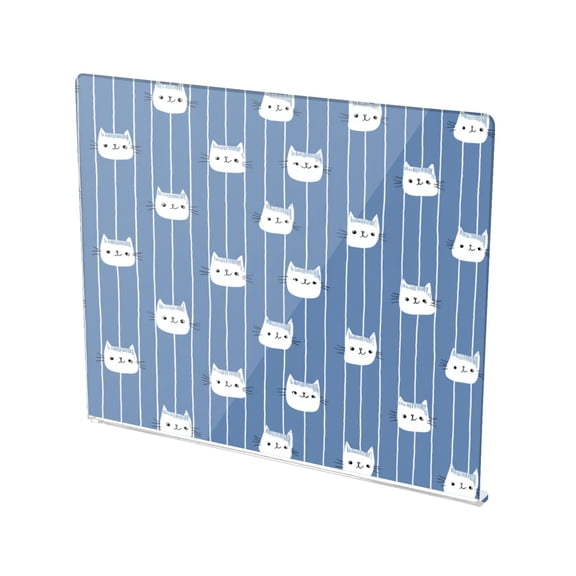 13.4" x 16.5" Food-Grade Acrylic Cutting Board Non-Slip Kitchen Chopping Board White Cat Face Pattern