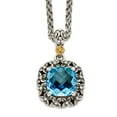 thumbnail image 1 of 13.41mm 925 Sterling Silver With 14k Polished Blue Topaz Necklace Pendant Necklace for Women, 1 of 2