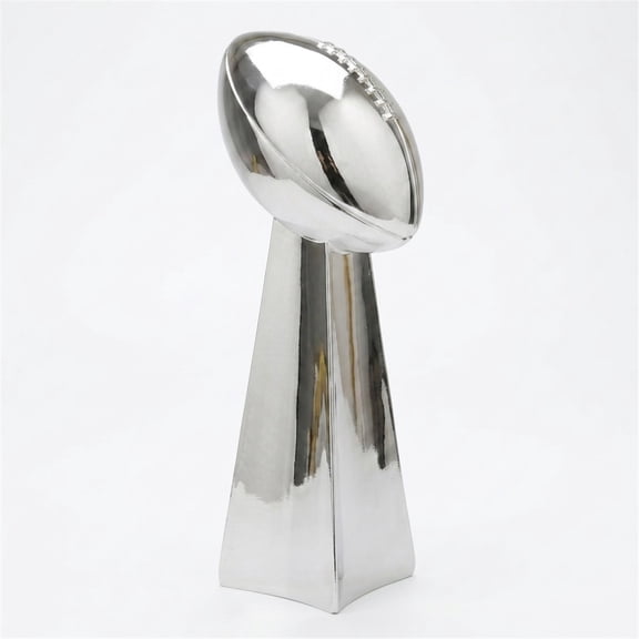 13.4inch/34cm Resin American Football Replica Trophy, Electroplated Silver Champion Award Cup for Sports Fans,silver,American Football