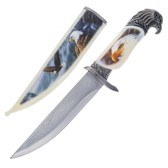 13.5" American Eagle Collector Hunting Knife with Scabbard and Etched Blade
