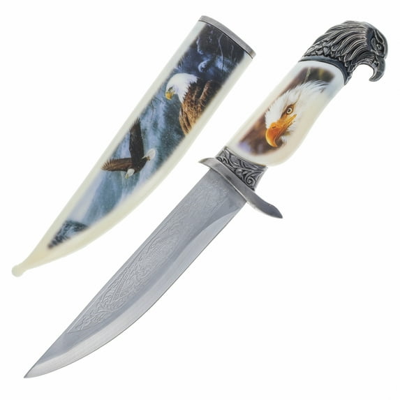 13.5" American Eagle Collector Hunting Knife with Scabbard and Etched Blade