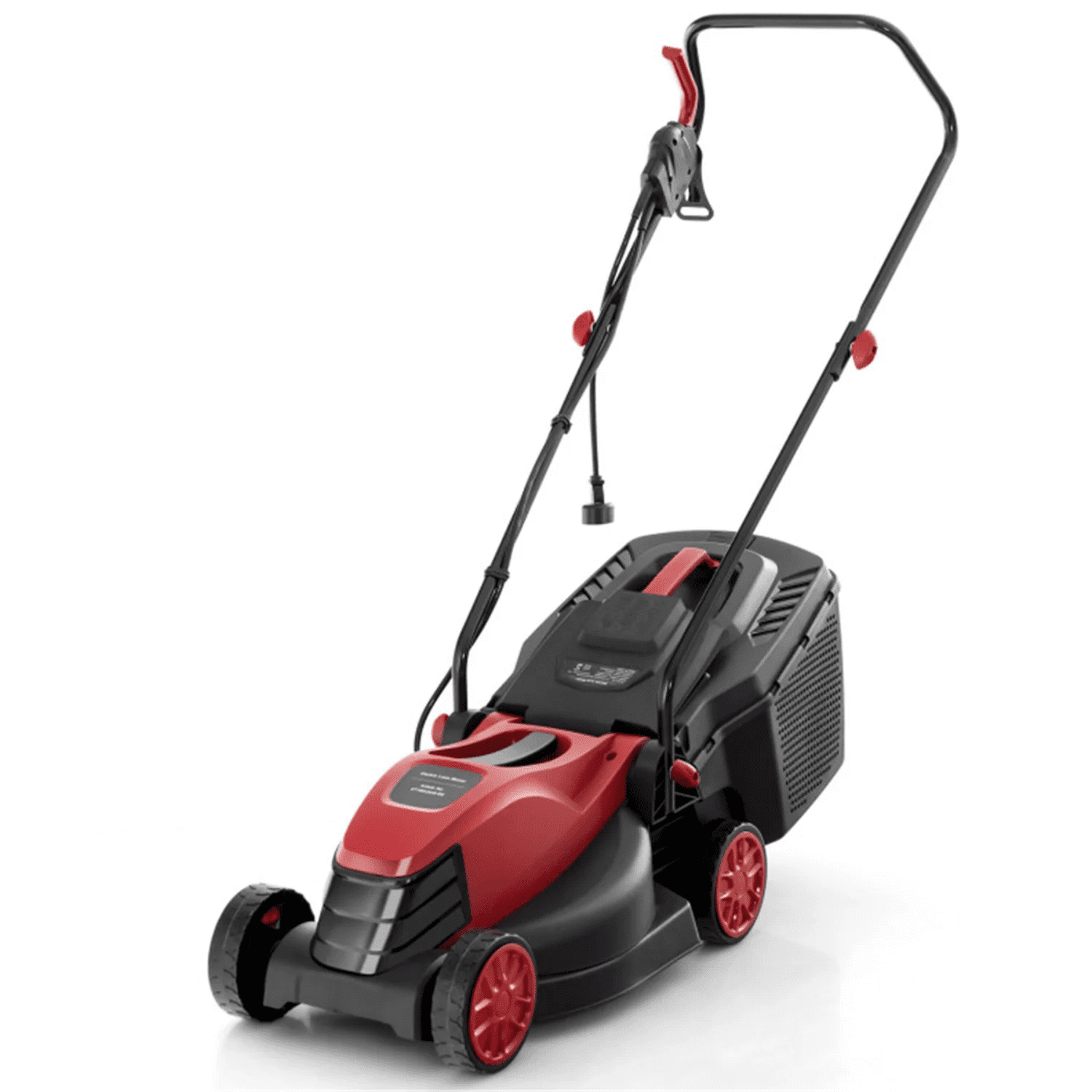13.5" Corded Electric Lawn Mower, 12-Amp Powerful Grass Cutter with 3-Position Adjustable Height(Red)