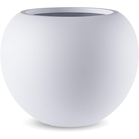 13.5 H x 17" Dia (12" Pot Opening) Round Fiberstone Planter with Drainage Hole, Durable Garden Flower Pots, White, Resistant for Indoor and Outdoor, Planters for Large Plants pot for Home Decor Patio