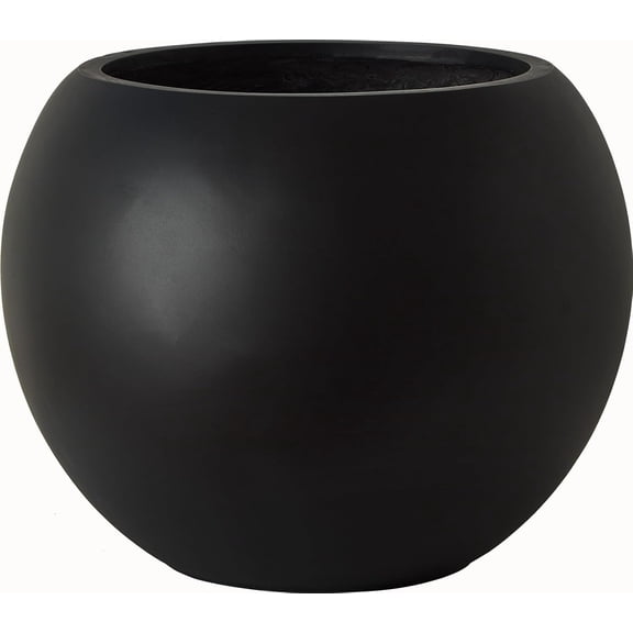 13.5 H x 17" Dia (12" Pot Opening) Round Fiberstone Planter with Drainage Hole, Indoor/Outdoor Large Plant/Christmas tree decor Pot for Home Patio Garden, Ideal for Large Plants (Black, 17in)