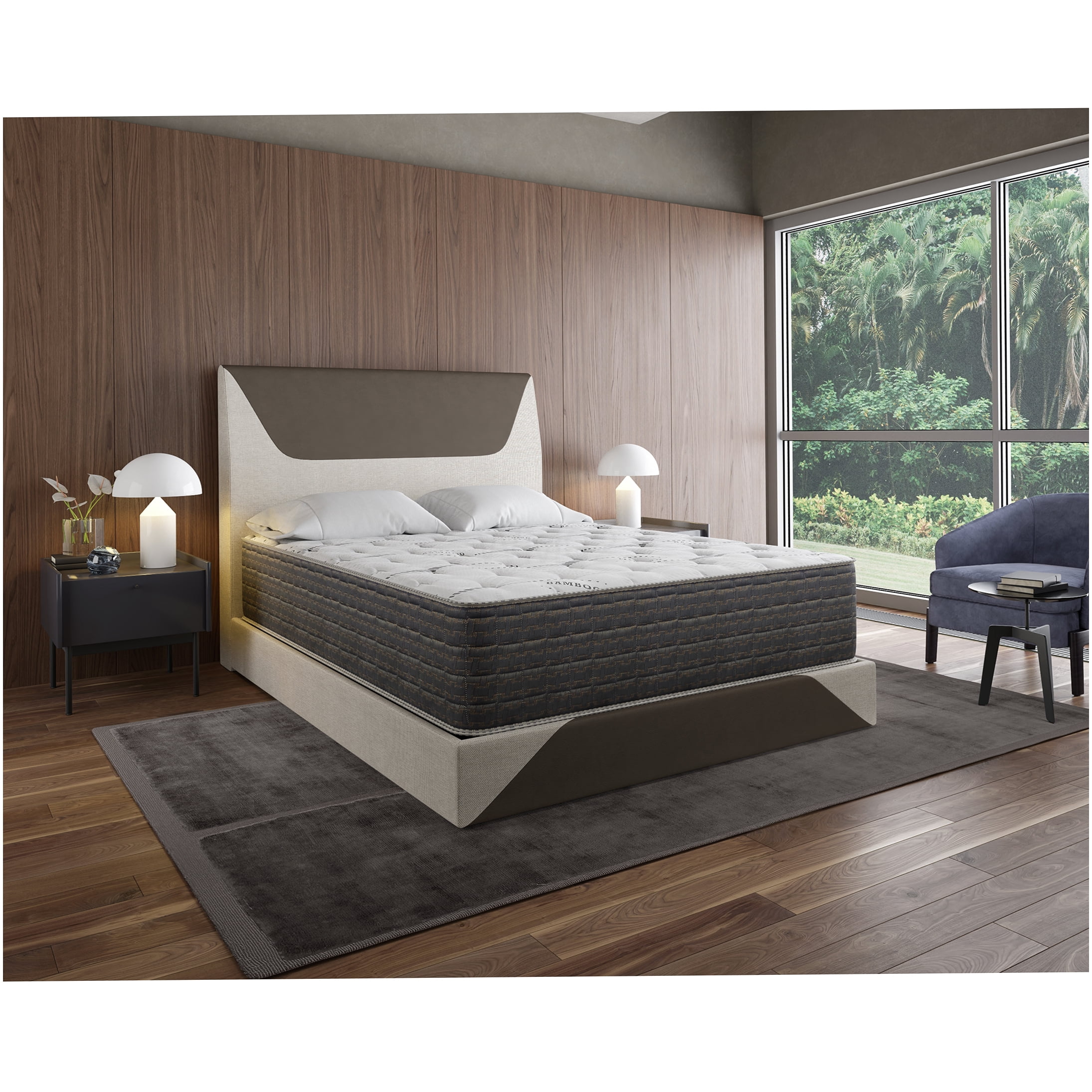 13.5 Inch California King Hybrid Mattress with Cool Bamboo Cover, Plush ...