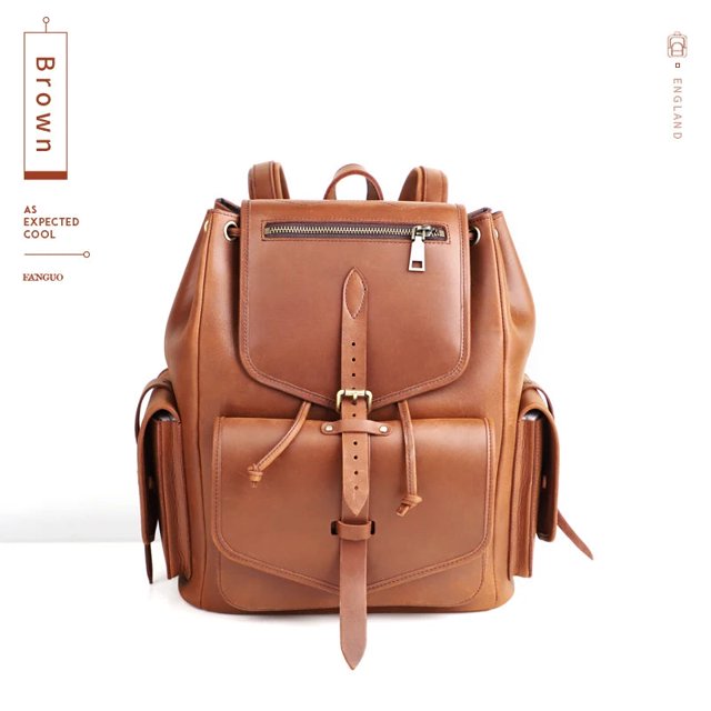 13.5 Inch Genuine Leather Backpack Vintage Cowhide Women's Laptop