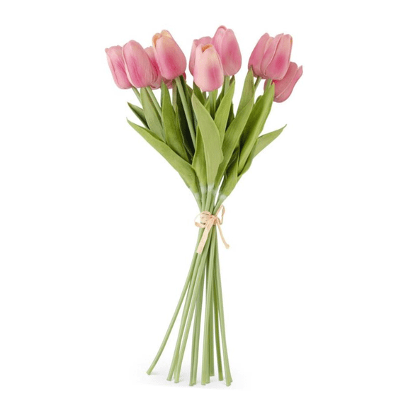 K&K Interiors 13" Real Touch Mauve Tulips Spring Flowers for Easter - 12 Stem Bundles