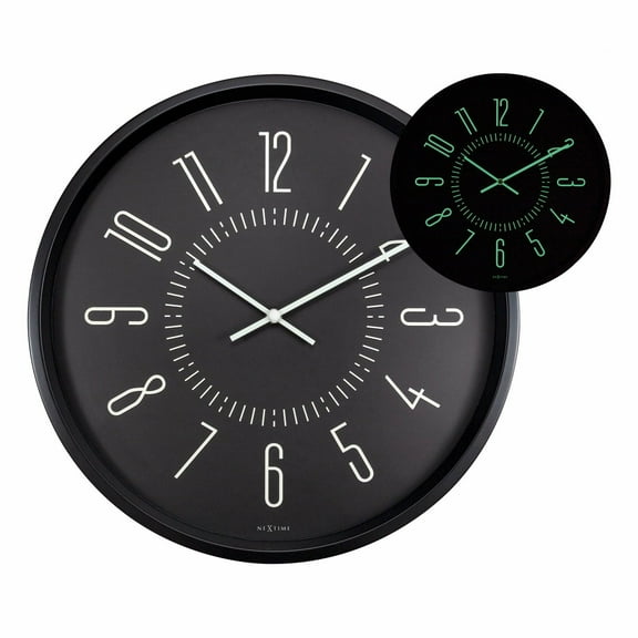 13.5" NeXtime Glow-in-the-Dark Black Wall Clock