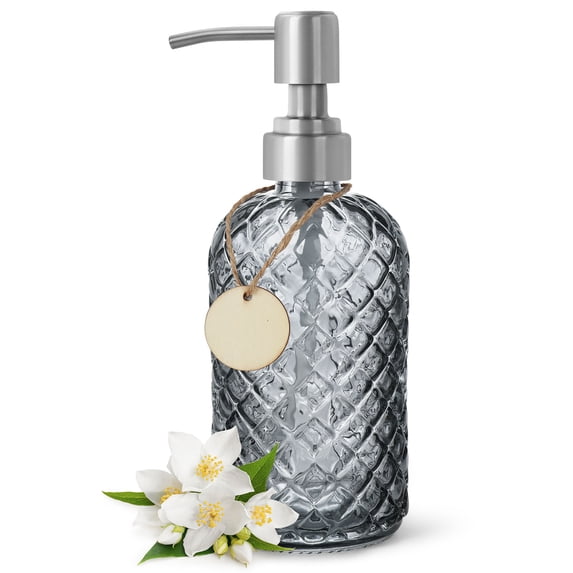 13.5 Oz Glass Soap Dispenser , Manual Pump Dispenser,Empty Liquid ...