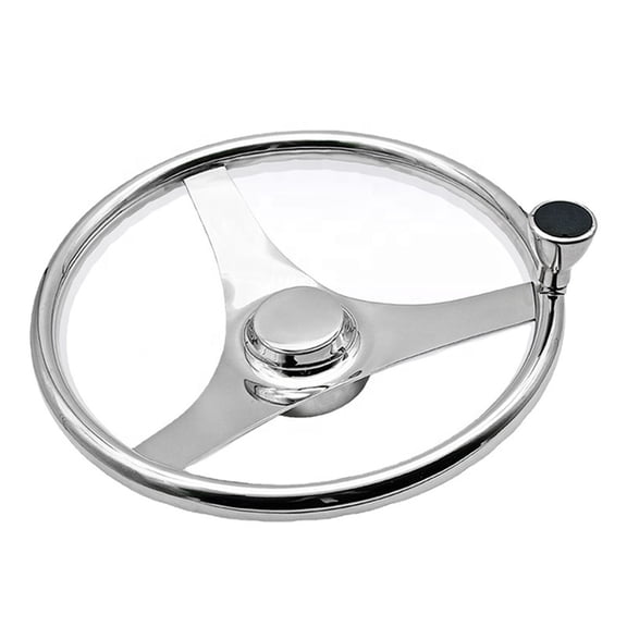 13.5" Stainless Steel 3-spoke Sports Yacht Steering Wheel Fiberglass Fishing Boat Speedboat Marine Steering Wheel
