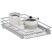LUXEYARD Pull Out Cabinet Organizer 13.5 in W x 21.5 in D Single Tier Slide Out Wire Basket Drawer Chrome 1 Pack