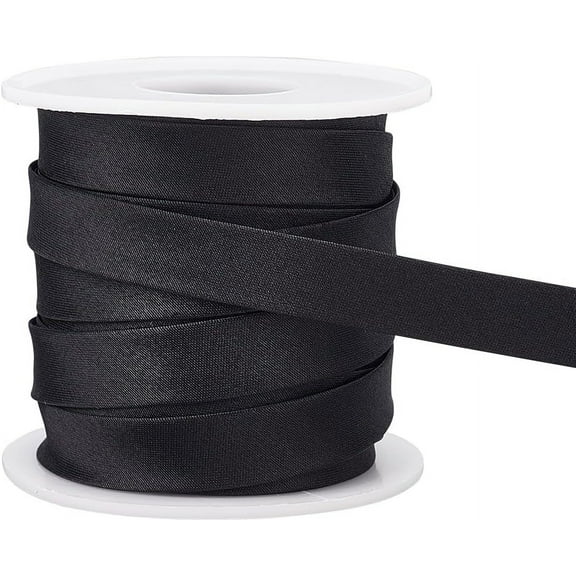 13.5 Yard Satin Bias Tape 0.47inch Wide Double Fold Satin Binding Bias Ribbon for Cheongsam Decoration Clothing Seaming Piping Black Black