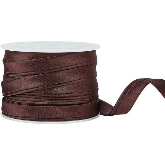 13.5 Yard Satin Bias Tape 3/8 inch Double Fold Satin Binding Bias Ribbon for Cheongsam Decoration Clothing Seaming Piping Coconut Brown for DIY