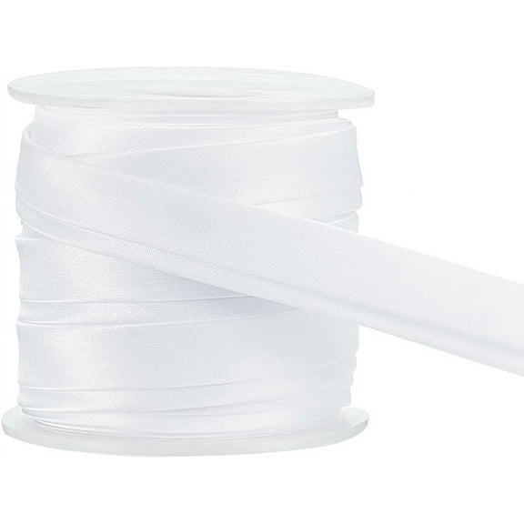 13.5 Yard Satin Bias Tape 5/8 inch Double Fold Satin Binding Bias Ribbon for Sewing Decoration Upholstery Furniture Piping and Garments White