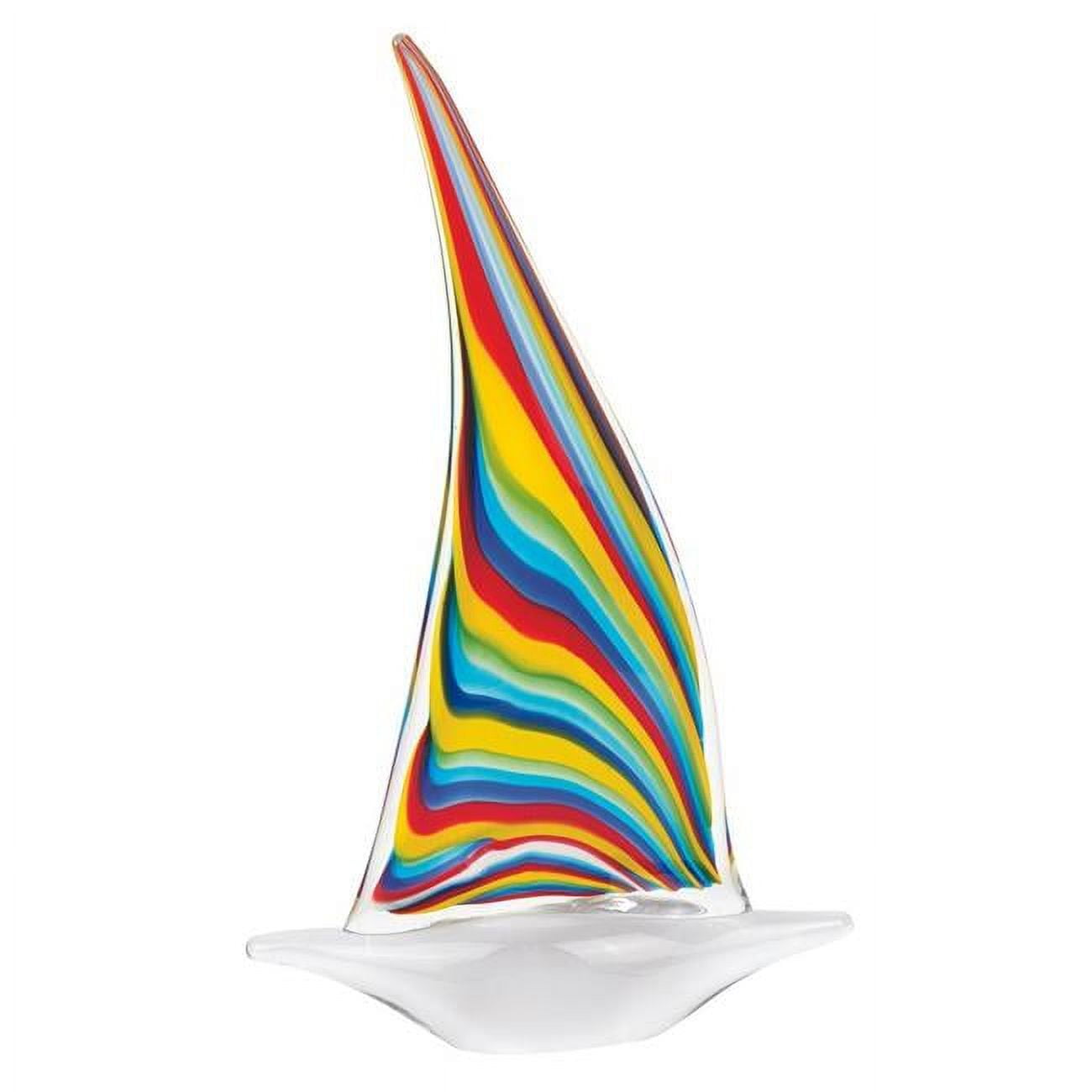 Murano-Inspired Art Glass Sailboat Sculpture in Primary Colors