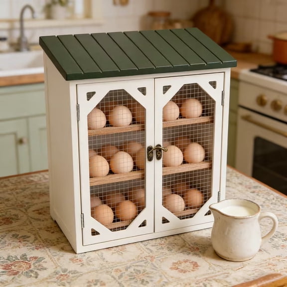13.5 in Red Shed Chicken Coop Egg, Storage Egg Container for Kitchen Countertop, Egg Dispenser, Egg Tray