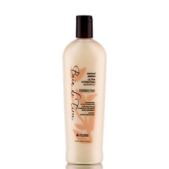13.5 oz , Bain de Terre Coconut Papaya Ultra Hydrating Shampoo Hair, Pack of 1 w/ SLEEKSHOP Teasing Comb