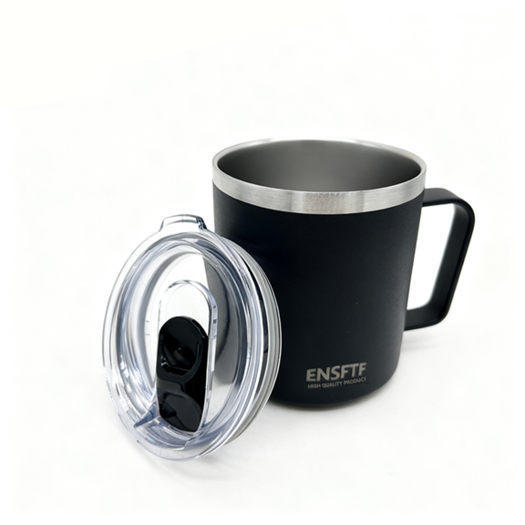 13.5 oz Ceramic Lined Stackable Mug, Vacuum Insulated, Stainless Steel with MagSlider Lid, White