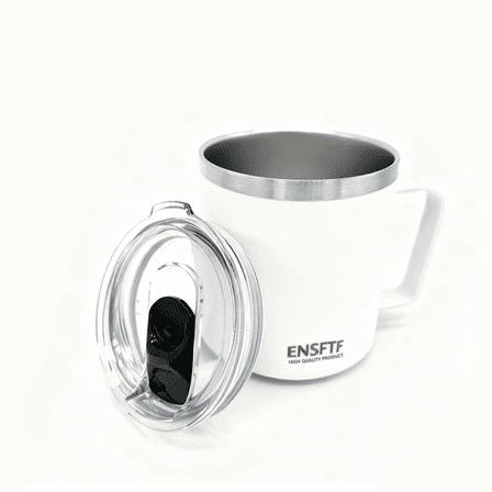 13.5 oz Ceramic Lined Stackable Mug, Vacuum Insulated, Stainless Steel with MagSlider Lid, White