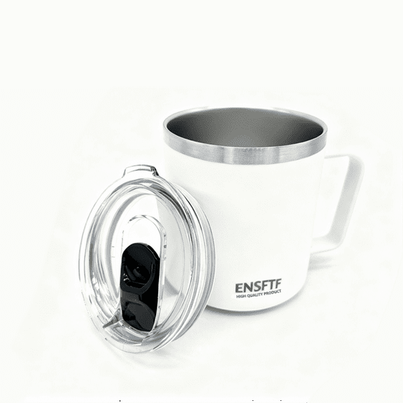 13.5 oz Ceramic Lined Stackable Mug, Vacuum Insulated, Stainless Steel with MagSlider Lid, White