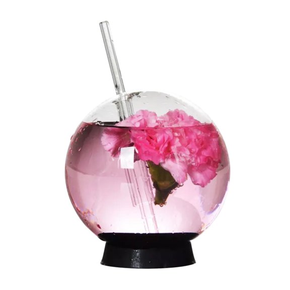 13.5 oz Spherical Crystal Cocktail Glass Cup, Glass round Ball Straw Cup,Creative Drinking Cup with Sippy for Ice Tea Smoked Molecular Whiskey Cocktail(1 Pcs)