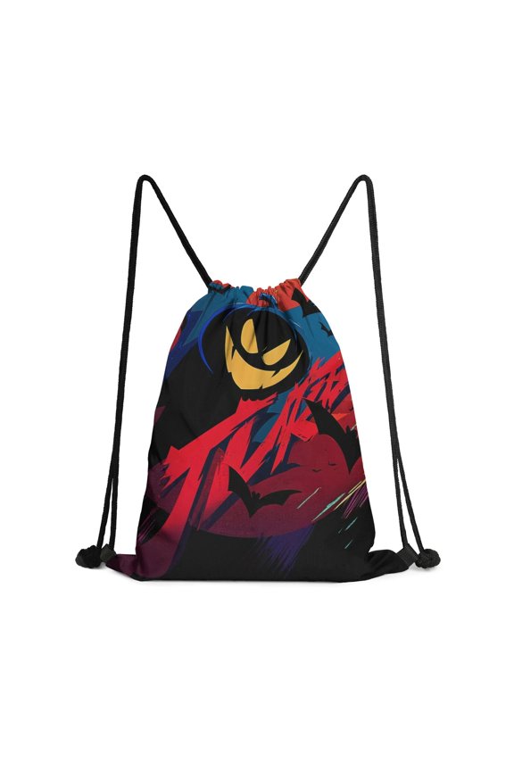 13.5 x 16.5 Inch Halloween Pattern of Waterproof Drawstring Backpack with Shoe Compartment – Lightweight Dry Wet Separation Gym Bag for Men Women & Teens