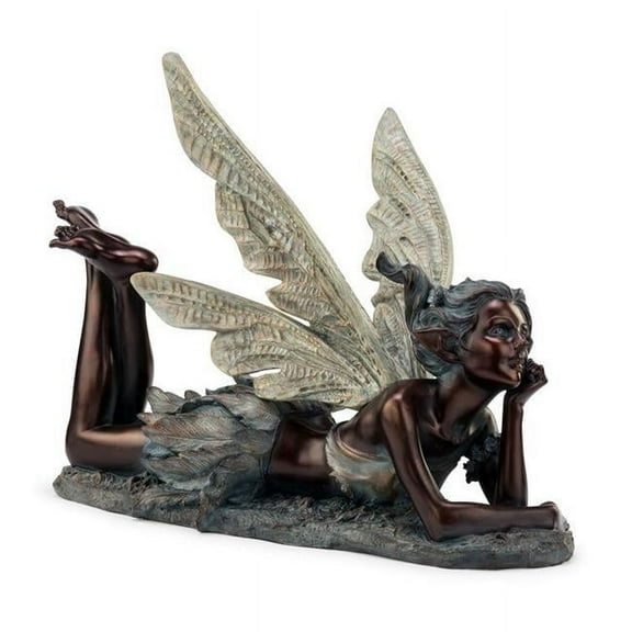 13.5 x 18 in. Bronze Laying Fairy Statue