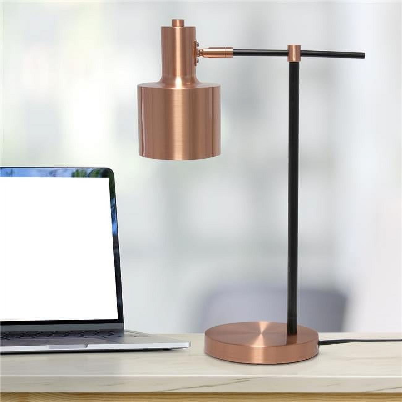 Rose Gold and Black Metal Bedside Table Lamp