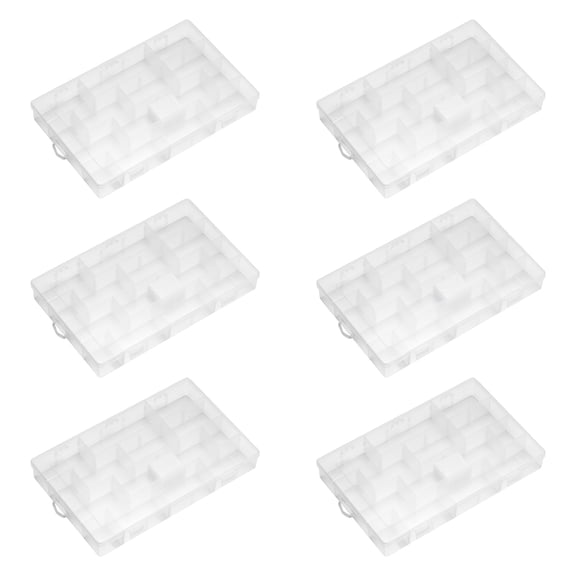 13.5" x 8.5" Clear Adjustable Plastic Storage Case by Simply Tidy Organizer with Removable Dividers for Beads - Office Supplies & Crafts - Customizable Compartments - 6 Pack