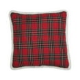 thumbnail image 1 of 13.5"x13.5" Red and Black Christmas Polyester Plaid Pillow, 1 of 3