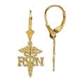 thumbnail image 1 of 10k Solid Yellow Gold RN Caduceus Leverback Earrings 32.65x13.56mm Wide Stud Earring for Women, 1 of 2