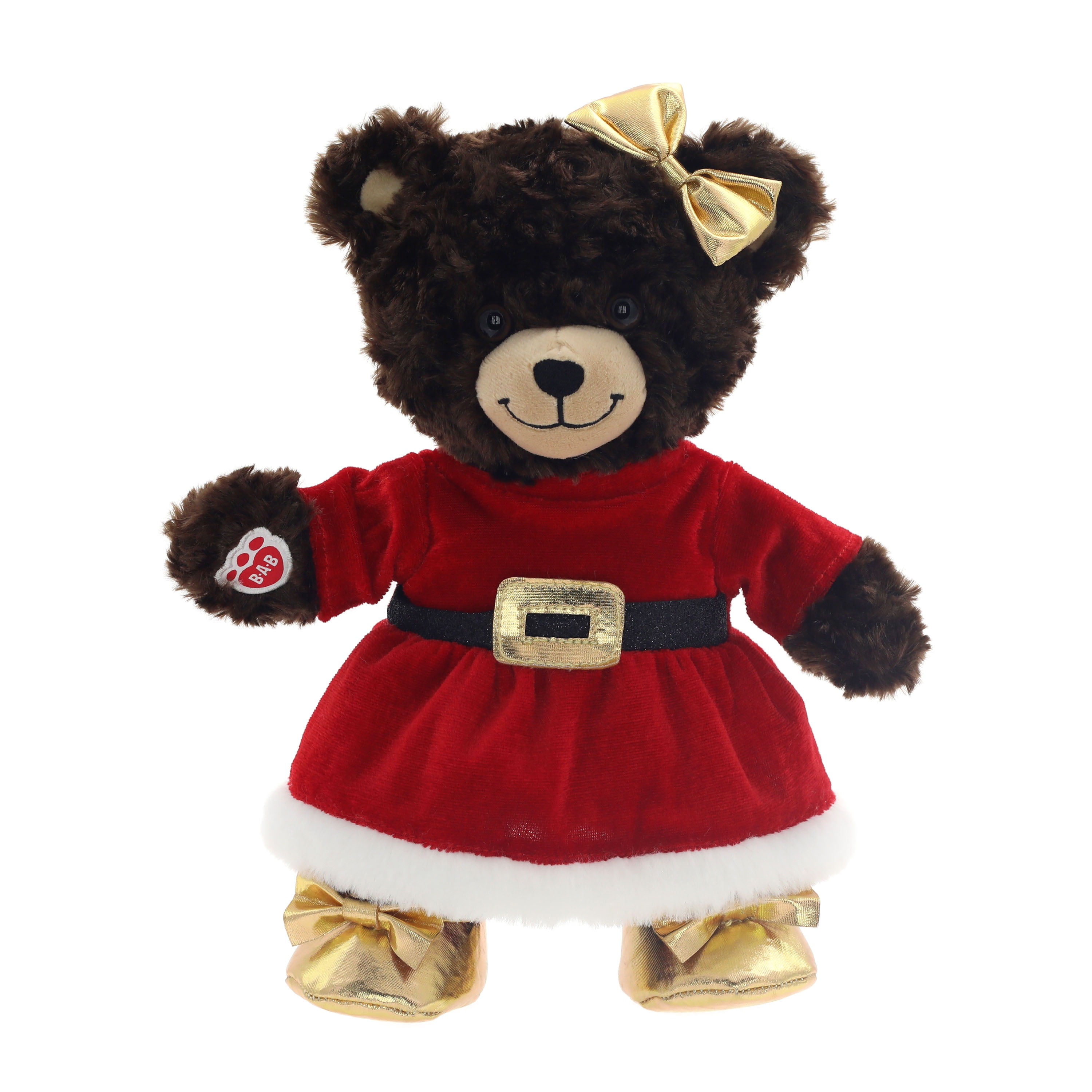 13.5IN Build-a-Bear Santa Girl Bear in Holiday Dress - Walmart.com