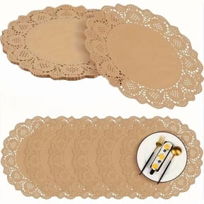 13.5in Brown Kraft Paper Placemats Wavy Edge 20-Pack Disposable Rustic